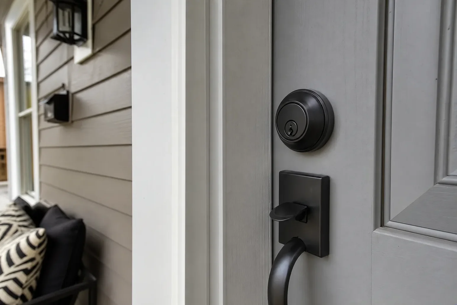 New deadbolt being installed in a front door, Daytona Beach, FL