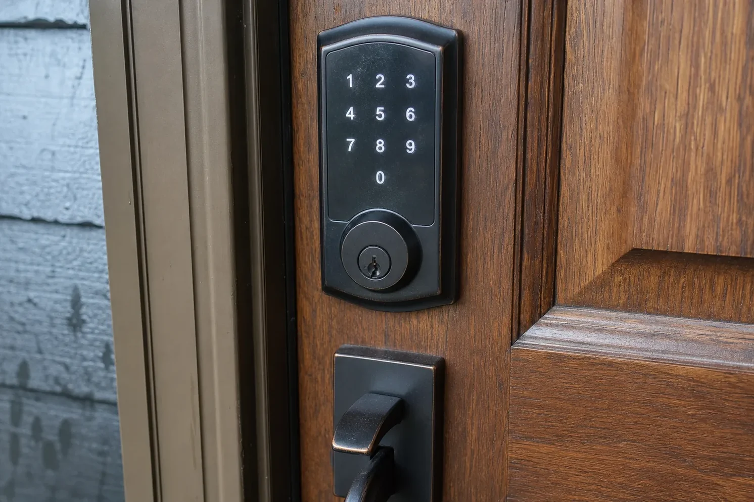 Keypad deadbolt fitted to a front door, Daytona Beach, FL
